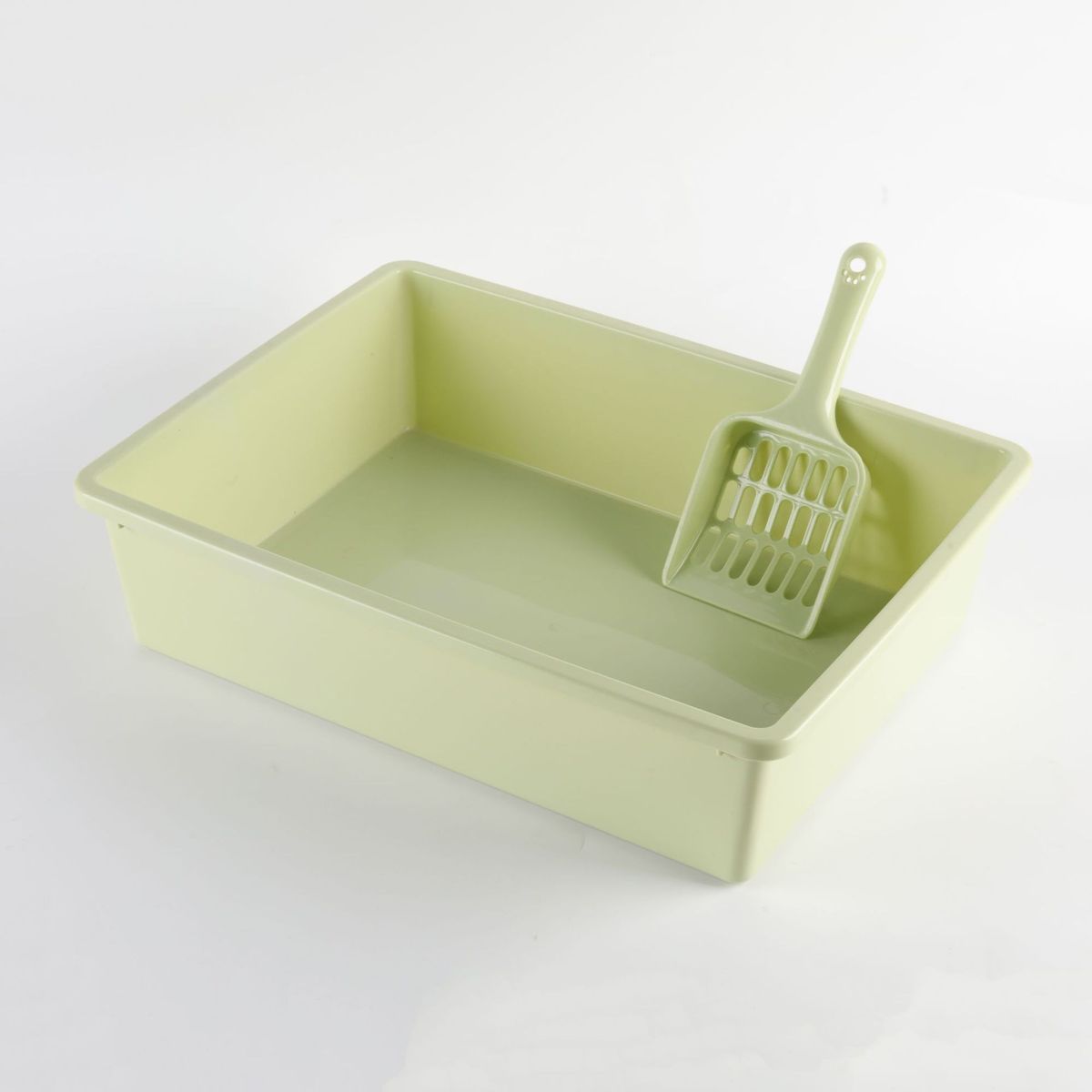 Ημικλειστή τουαλέτα για γάτες με αντιπυρετικό, τετράγωνο κουτί καθαρισμού, φτυάρι, περιλαμβάνεται δοχείο άμμου γάτας_voghion.com