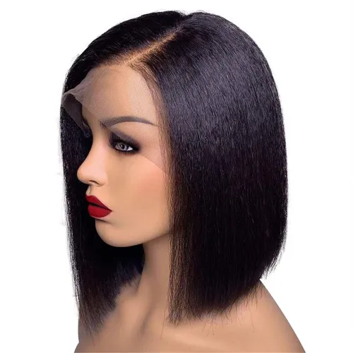 Yaki Bob Silk Base Full Lace Wig Left Side Part Glueless Short Bob Silk Top Full Lace Human Hair Wigs for Women_voghion.com