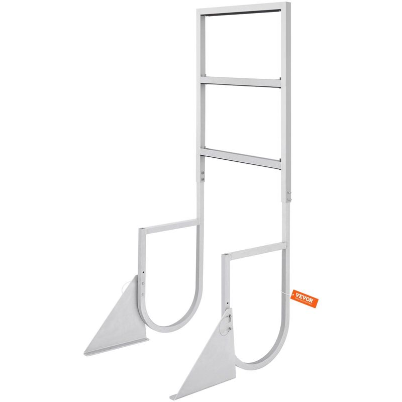 VEVOR Dock Ladder, Flip-Up 3 Steps, 350 Lbs Load Capacity, Aluminum Alloy Pontoon Boat Ladder With 2'' Wide Step & Nonslip Rubber Mat, Easy To Install For Ship/Lake/Pool/Marine Boarding_voghion.com