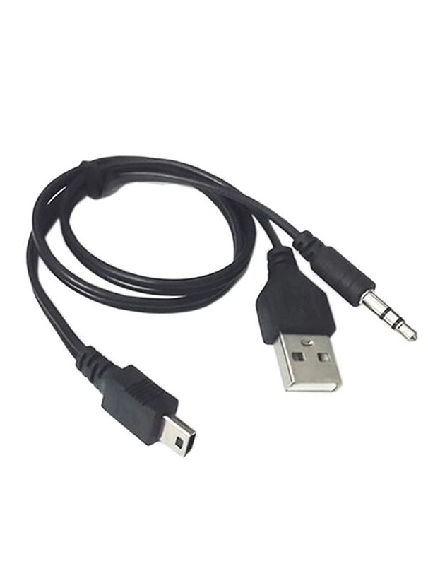 Unbeatable Quality T-Shaped Plug To 3.5 Audio Aux Input Wire And USB Charging Card Speaker One Divided Into Two Data Cable 50cm_voghion.com