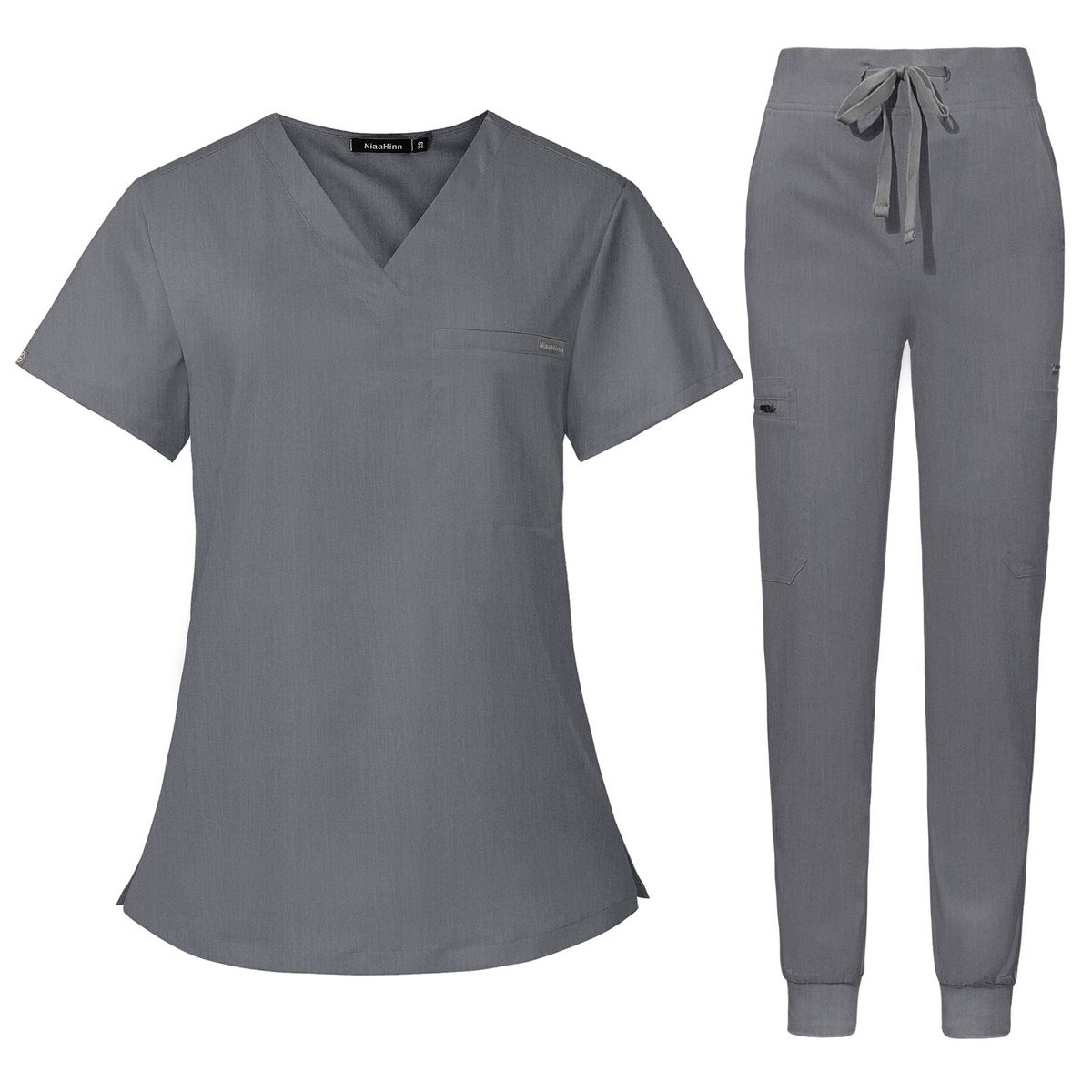 Krankenschwesteruniformen für Männer und Frauen, einfarbig, Arzt- und Krankenschwester-Arbeitskleidung, kurze Ärmel und lange Hosen_voghion.com