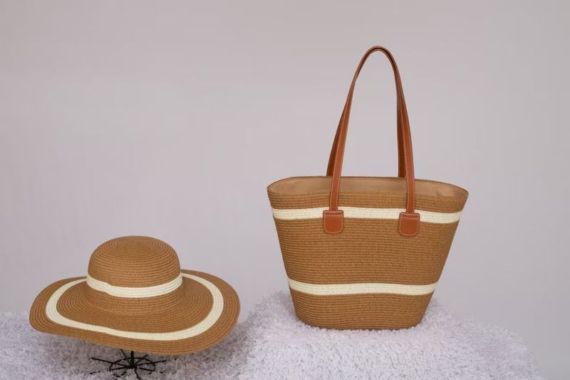 Borse da donna Borsa intrecciata di grande capacità per le donne Nuova borsa a tracolla alla moda a righe Borsa da donna in paglia intrecciata di alta qualità Borsa tote_voghion.com