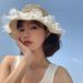 Straw Hat Woven Lace Pearl Hat Women's Summer Thin Beach Beach Lotus Leaf Edge Bucket Hat Shading Sun Protection_voghion.com