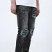 designer Slim Fit Mens Jeans Elastic Fabric Long Skinny Button Fiy Hole Pattern Ripped Embroidery Us Size 28-40 B1_voghion.com