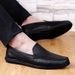Spring Genuine Loafers Cowhide Slip-On Casual Handmade Youth One-Piece Men's Work Leather Shoes_voghion.com