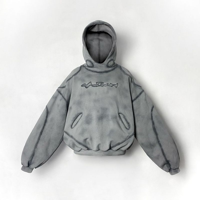 Men's Clothing Hole Hollow Patchwork Retro Long Sleeved Hoodie Jacket Hip Hop High Street Sweater_voghion.com