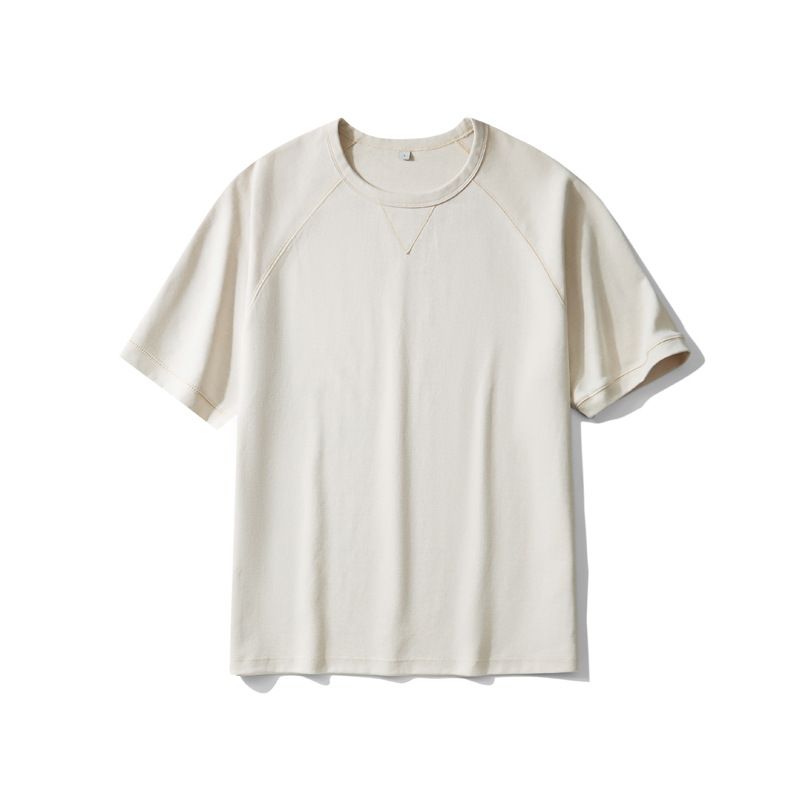 2025d Dengjue New Live Twill, T-shirt da uomo a maniche corte, in cotone bifacciale, color cachi, raglan_voghion.com