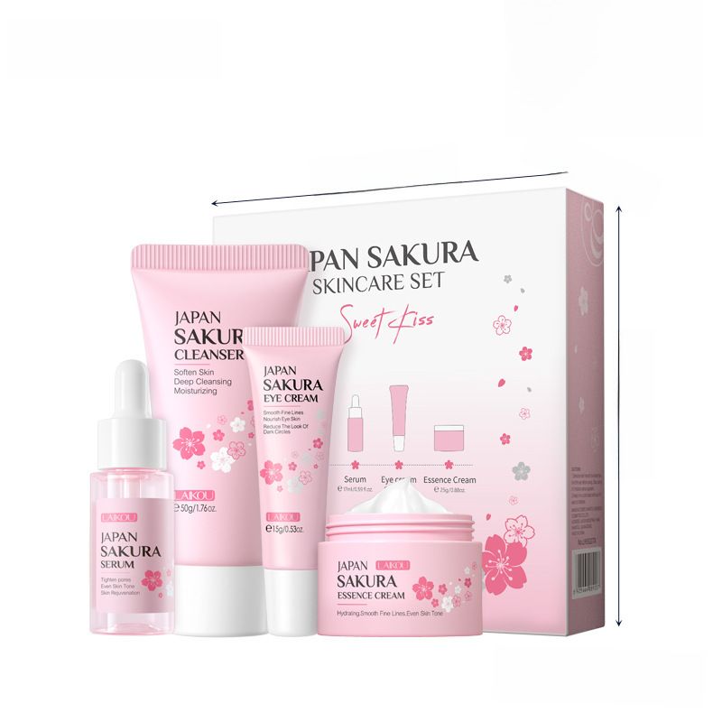 Cherry Blossom Facial Care Set with Cleanser Essence Eye Cream Moisturizer_voghion.com