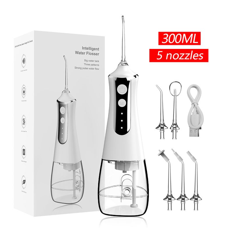 Limpiador bucal portátil inalámbrico con tanque grande de 300 ml, irrigador dental con chorro de agua y certificado CE_voghion.com