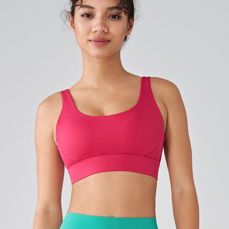 Sport-BH, festes einteiliges Brustpolster für Damen, Yoga-Anzug, Weste, hochfeste stoßdämpfende Raffung, schön_voghion.com