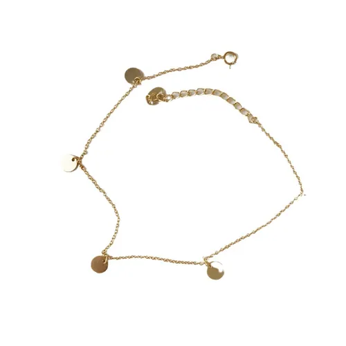 Cavigliera con disco rotondo in argento puro per donna, stile coreano, semplice, leggero, lussuoso, elegante, design di nicchia, di alta qualità, versatile_voghion.com