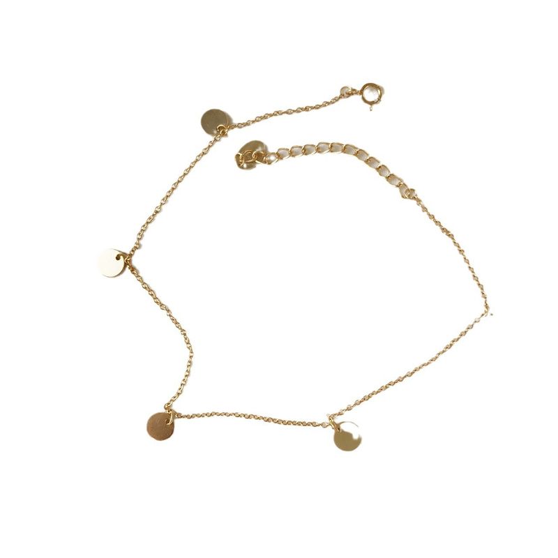 S Pure Silver Round Disc Anklet For Women Korean Style Simple Light Luxury Elegant Chain Niche Design High-end Versatile_voghion.com