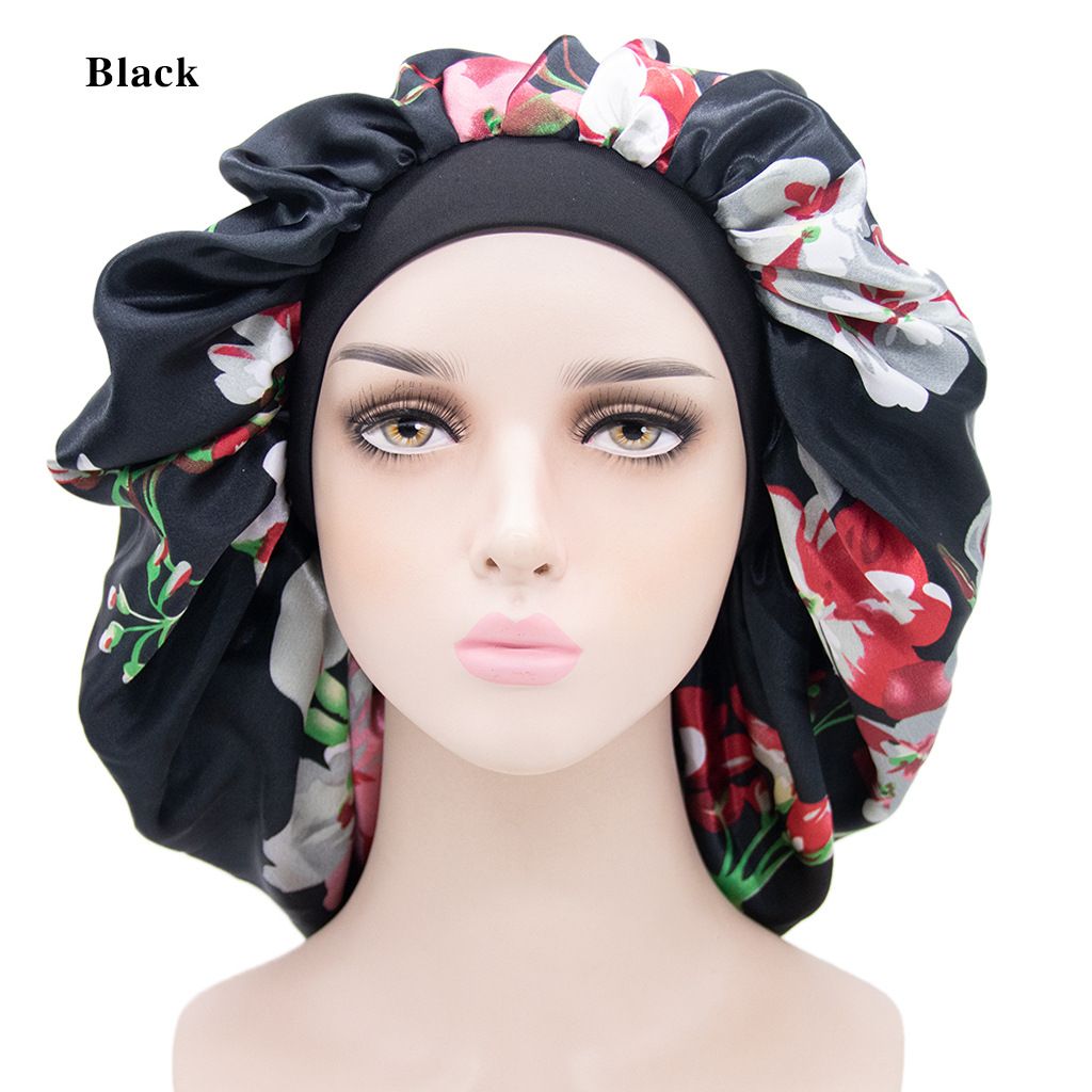 Gorro de dormir de satén estampado exclusivo y nuevo, gorro elástico para permanente de belleza, gorro de confinamiento, gorro para el cuidado del cabello_voghion.com