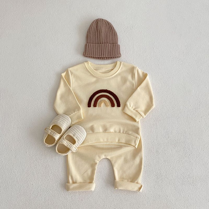 Mother&Kids Baby boy's baby fashion rainbow letters long sleeve hoodie and pants_voghion.com