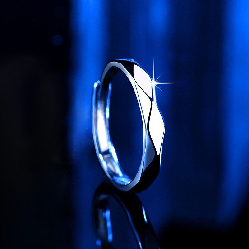 Classic Pure Silver Couple High Grade Mosang Stone Men's and Women's Simulated Diamond Ring, Instagram Ring_voghion.com