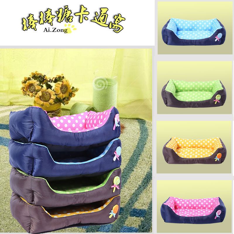 New Cartoon Candy Color Square Supplies Teddy Pomeranian Small And Medium Dog Nest Pet Mat_voghion.com
