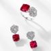 Orecchini in argento S925 con rubini coltivati intarsiati, orecchini con fiori di rosa simulati, luce alla moda e lusso_voghion.com