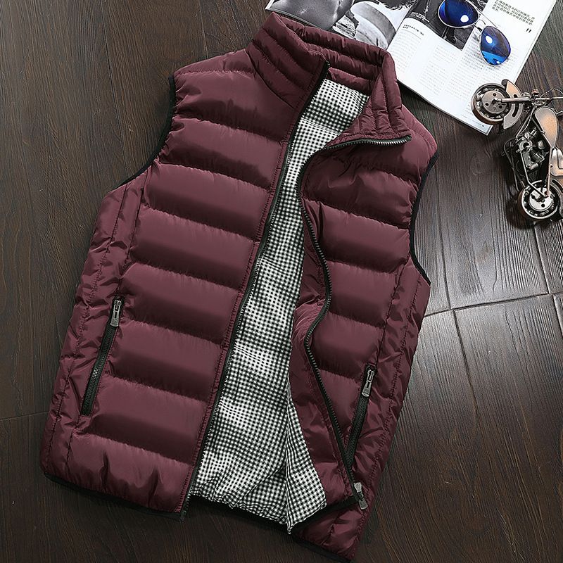 Gilet trapuntato da uomo – Gilet imbottito caldo invernale (imbottitura in cotone spesso, nero/grigio/blu scuro, M-5XL)_voghion.com