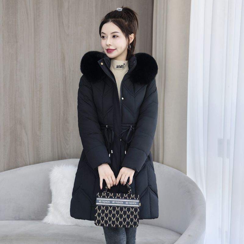 Women's Clothing winter cotton jacket waist thickened cotton jacket new cotton coat large fur collar _voghion.com
