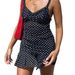Women's Fashion Strap Mini Dress - Sexy V-Neck Summer Dress With Polka Dot Print, Lace Trim, And Stretchy Fabric For Casual & Night Out_voghion.com