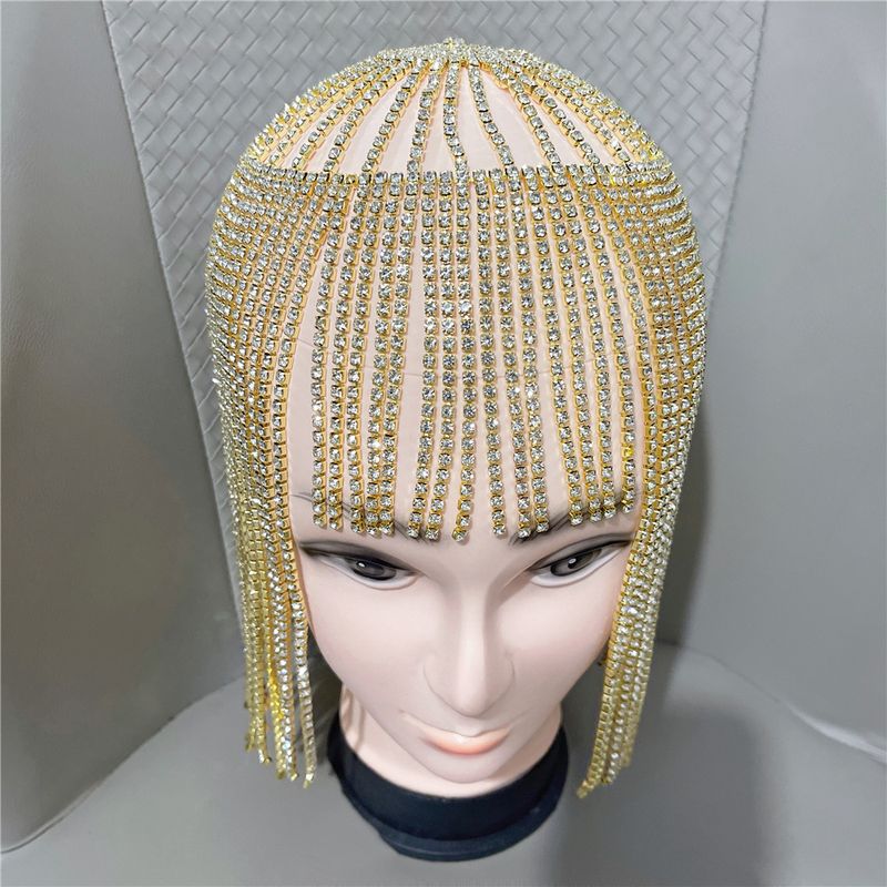 Jewelry full of diamonds, long tassels, ladies' forehead chain, shiny rhinestone headpiece, hair chain_voghion.com