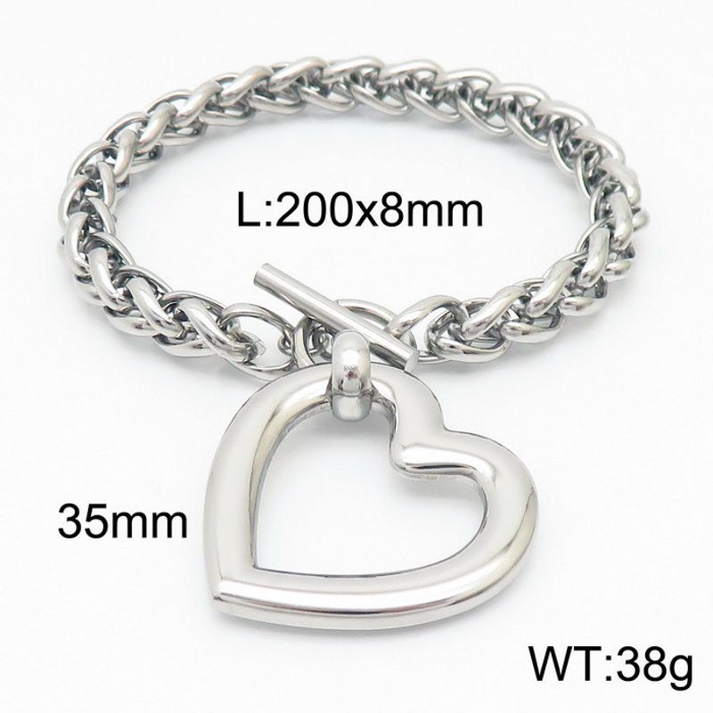 Ensemble de bijoux pour femmes, pendentif en forme de cœur exagéré, chaîne à quille, personnalité, acier titane, bracelet en forme de cœur pêche, ensemble de bijoux_voghion.com