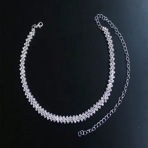 Women's Jewelry Elegant Choker Necklace With Crystal Rhinestones For Bridal Party Evening Wear, Layered Design In Silver & Gold Tone_voghion.com