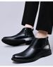 Large Size Men's Short Boots Retro Martin Boots Pointed Belt Buckle Velcro Cotton Boots Men's Shoes_voghion.com