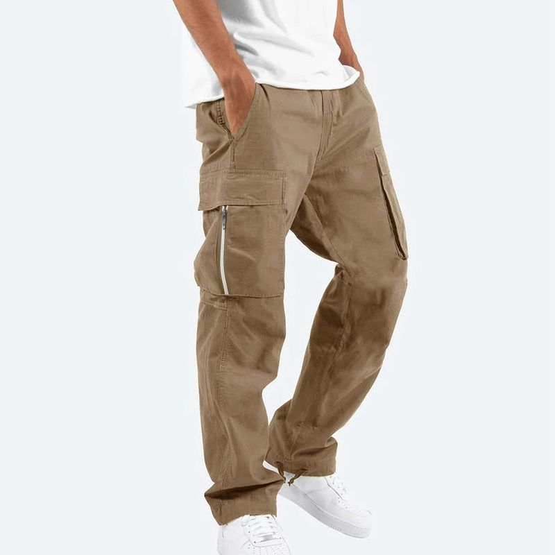 Herrenbekleidung Herren-Cargohose mit Kordelzug und Reißverschlusstasche, Freizeithose_voghion.com