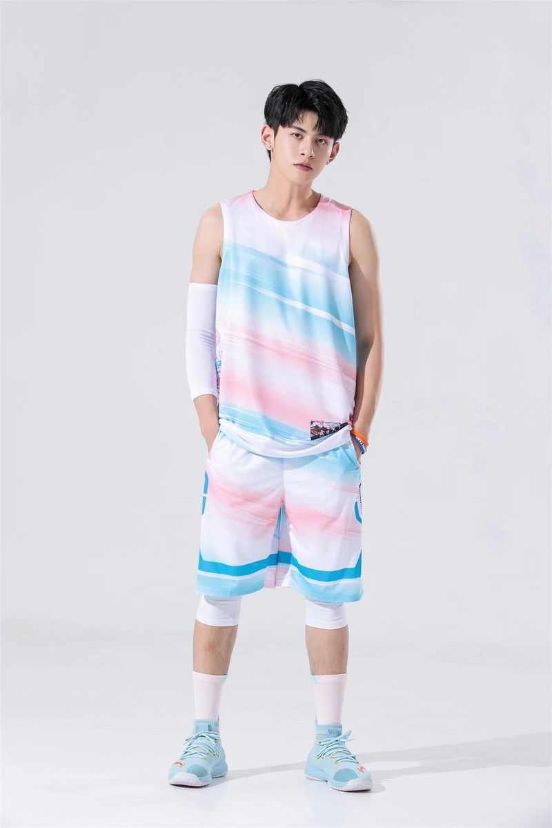 Basketball suit set, men's printed game team summer tank top, jersey, student youth sports training uniform, printing_voghion.com
