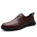 Lederschuhe, elegante Freizeitschuhe, niedrige Schnürschuhe mit Lederoberfläche, Fußoberteil, runde Zehenkappe, Arbeitsschuhe für Herren_voghion.com