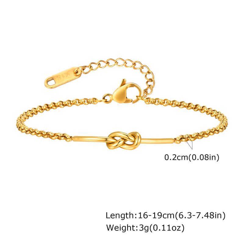 Bracciale in acciaio inossidabile con catena di perle rotonde e nodo in oro per donna, accessori moda 2249_voghion.com
