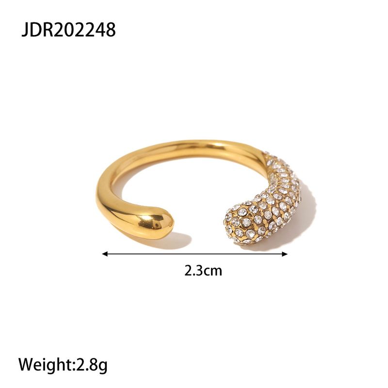 Anello in acciaio inossidabile colorato con zirconi in stile Instagram, intarsiato all'inizio della primavera, gioielli di nicchia alla moda e resistenti allo sbiadimento_voghion.com