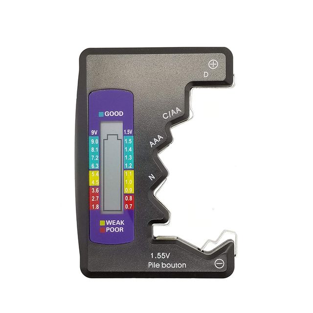 Digitaler Batterietester LCD-Anzeige AA/AAA/9V/1,5V Knopfzellenbatterie Kapazitätsprüfer Kapazitätsdiagnosetool_voghion.com