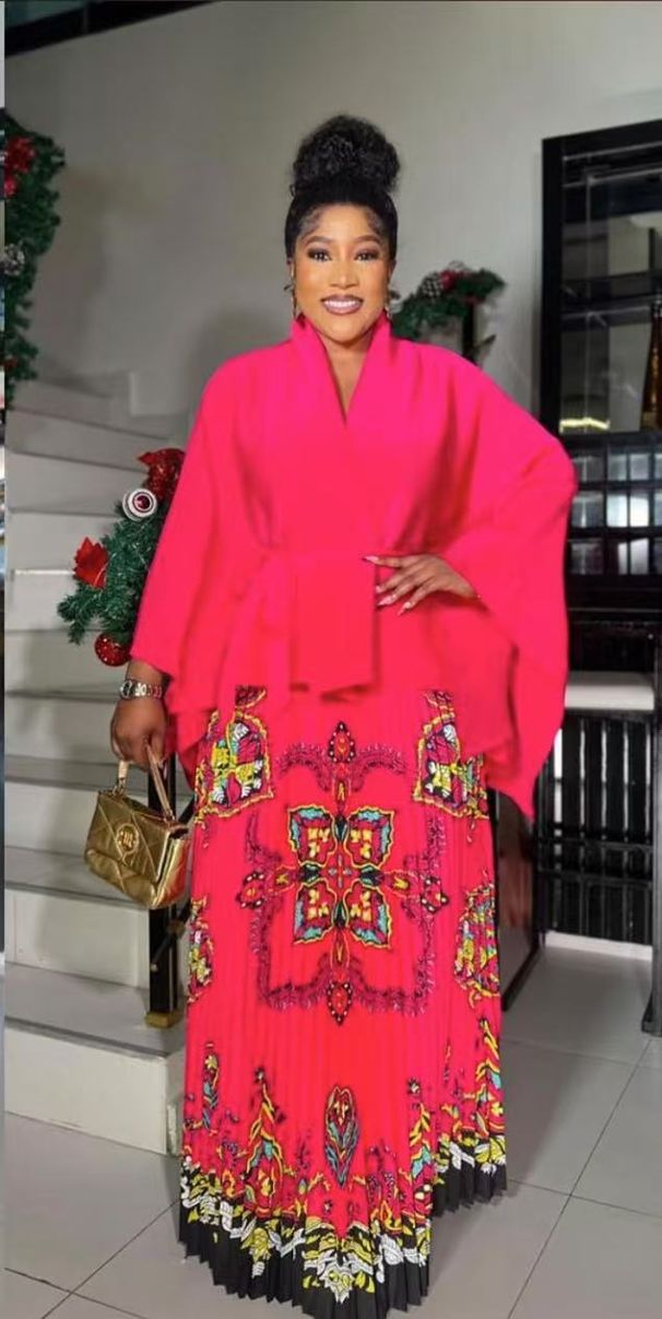 Abito con gonna ampia e svasata, taglie forti, con stampa di abiti da donna, temperamento irregolare_voghion.com