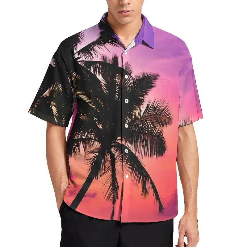 Vêtements pour hommes Station indépendante Chemise de plage imprimée en 3D pour hommes Haut polyvalent personnalisé et tendance avec feuilles et fleurs hawaïennes_voghion.com