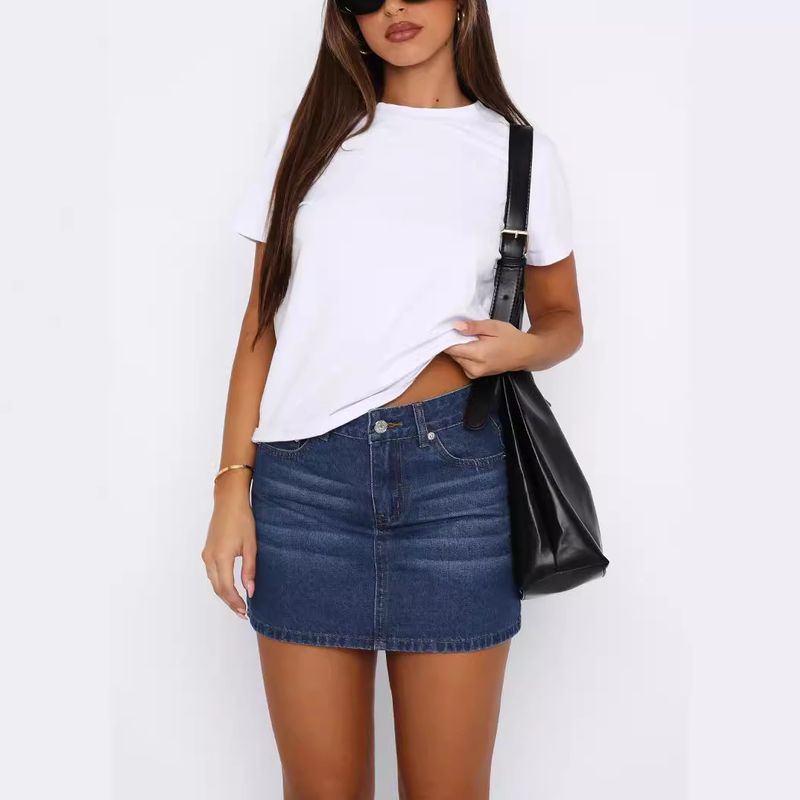 Gonna in denim casual retrò, elastica e sottile, da donna_voghion.com