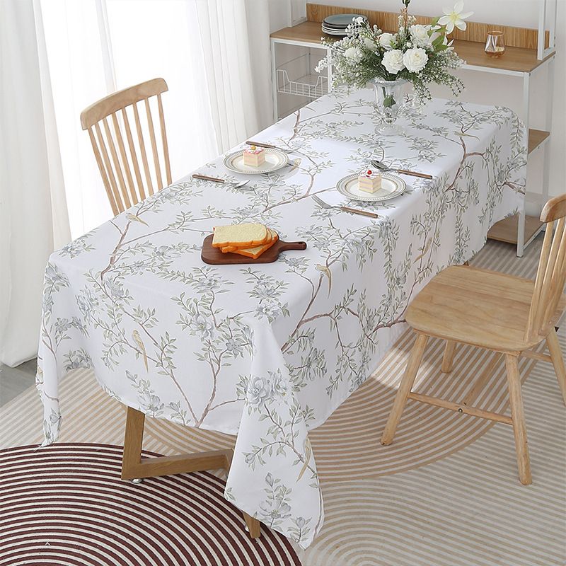 Bird & Floral Tablecloth – Non-Slip Rectangle Dining Table Cover For Kitchen, Coffee Table, Desk – Waterproof, Durable Polyester Fabric_voghion.com