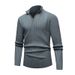 Herbst Winter Herren Strickpullover mit halbem Reißverschluss, Stehkragen, einfarbig, modisch, vertikal gestreift, für Männer_voghion.com