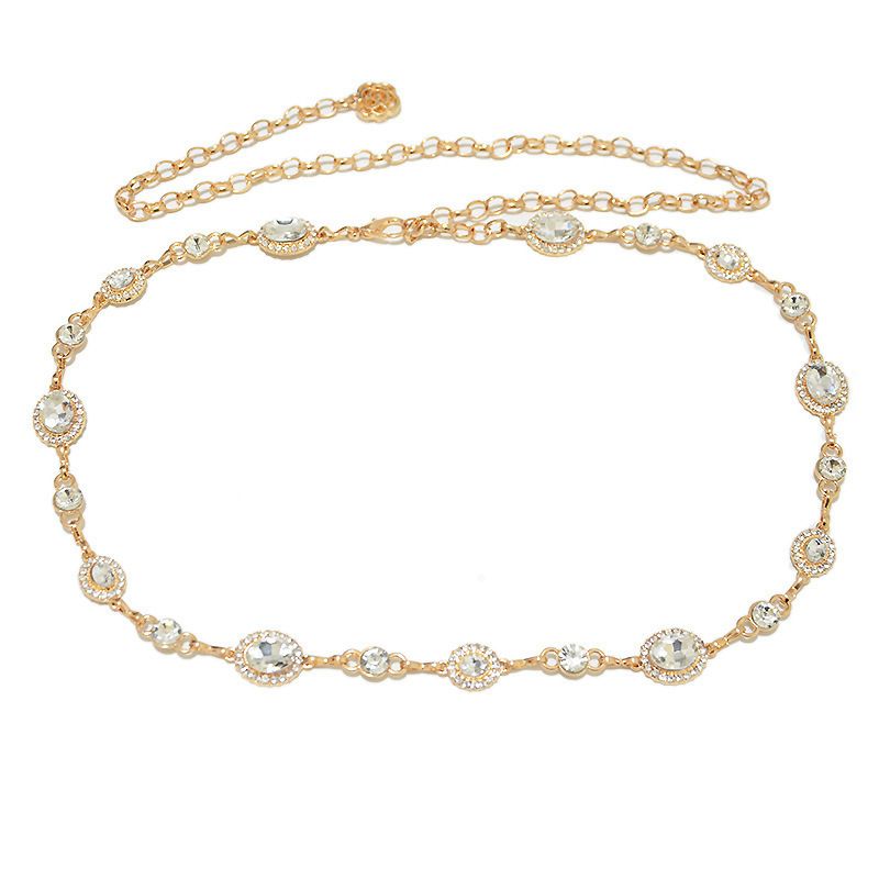 Nueva cadena de cintura de metal tachonada con diamantes de agua para vestido de actuación de mujer grande de danza del vientre_voghion.com
