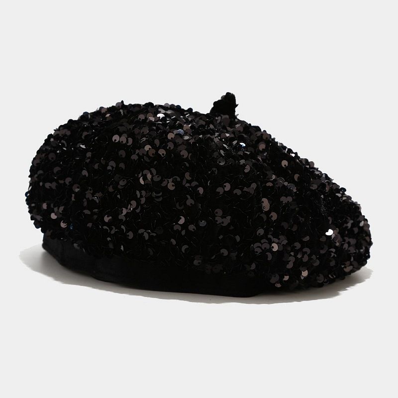 Sequined beret autumn and winter new painter&#39;s hat trendy street all-match hat female fashion personality pumpkin hat_voghion.com