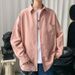 Solid color long sleeved shirt men's loose new style solid color thin top jacket autumn formal pocket shirt_voghion.com