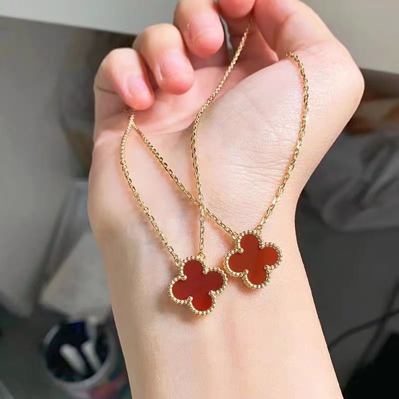 Necklace Women, Colorless Versatile, end Jewelry with Clover High Edition, Double sided Wear, Gift for Girlfriend and_voghion.com