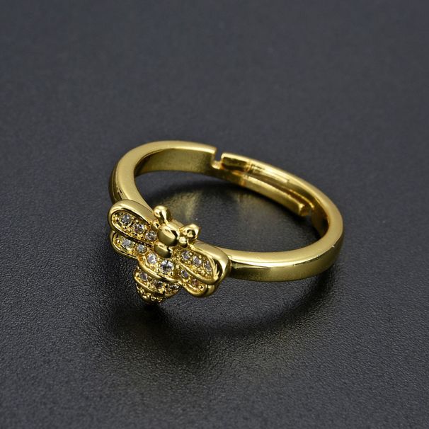 Damen-Schmuckset, modischer Diamant-CZ-Zirkon-Bienenring, weiblicher Zeigefingerring, Öffnung verstellbar, Handschmuck, Netz, Promi-Stil_voghion.com