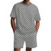 2025 Summer Men's Large Size Loose Simple Jacquard High Street Short Sleeve Round Neck Two-Piece Set_voghion.com