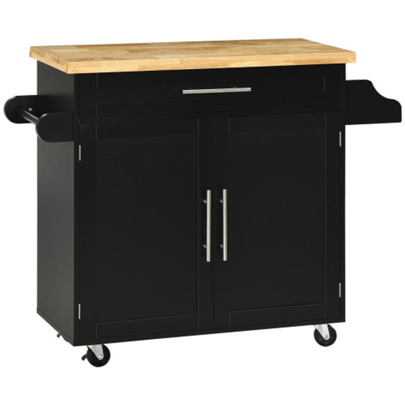 HOMCOM Küchenwagen Servierwagen Mit Arbeitsplatte Und Gewürzregal Handtuchhalter Für Wohnzimmer Und Esszimmer 109x40x89cm_voghion.com