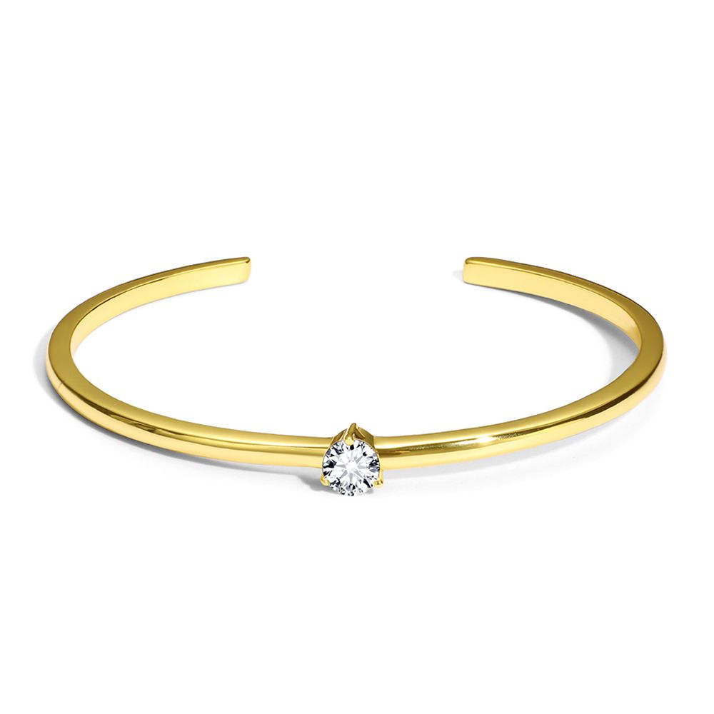 Four Claw Zircon Bracelet Temperament Versatile Diamond K Gold Open Bracelet Watch Accessories_voghion.com