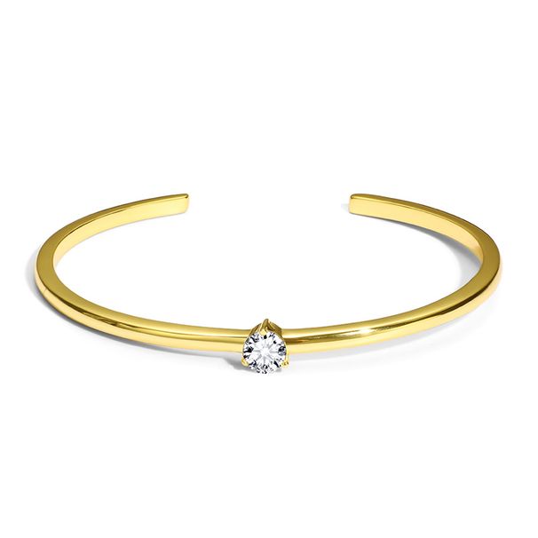 Four Claw Zircon Bracelet Temperament Versatile Diamond K Gold Open Bracelet Watch Accessories_voghion.com