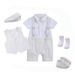 Sommer Kinder Gentleman Kleid Geschenkbox Kurzarm Jumpsuit Weste Hut Set Säuglingskleidung Taufkleid_voghion.com