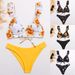 New Split Sexy Solid Color Printed Triangle Bikini Set Swimsuit_voghion.com